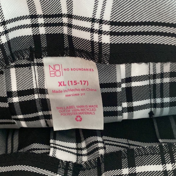 No Boundaries Black and White Plaid Mini Skirt with Buckles - Picture 6 of 6